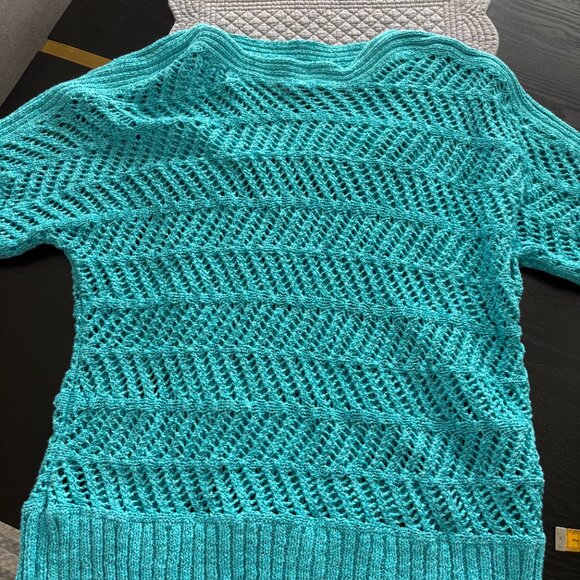 Chico's (3) Crochet Top Turquoise EUC - Picture 3 of 7